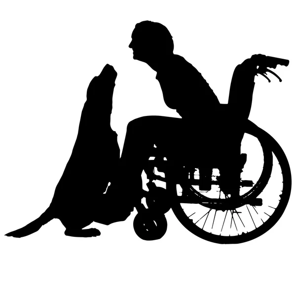 Векторные силуэты людей в инвалидном кресле . — стоковый вектор