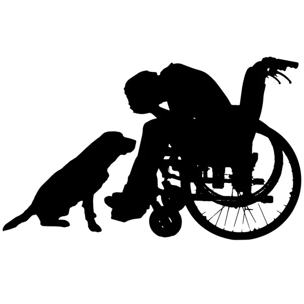 Vector silhouettes of people in a wheelchair. — Stock Vector