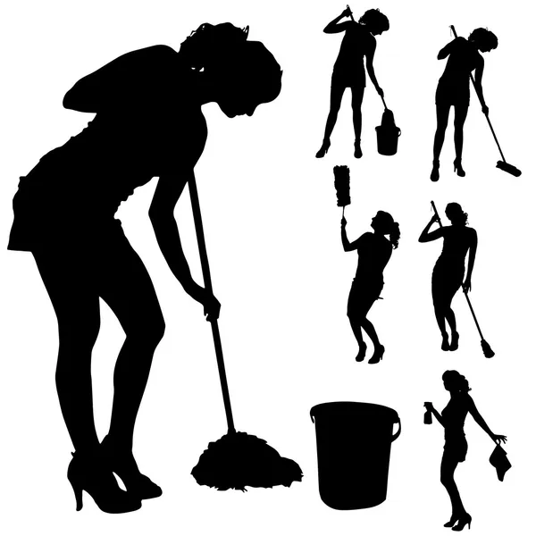 ᐈ French maid silhouette stock vectors, Royalty Free cleaning lady