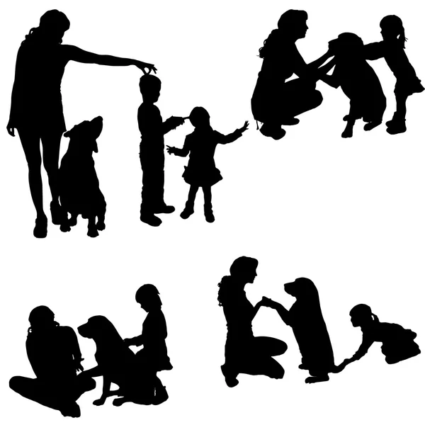 Vector silhouet van een familie. — Stockvector