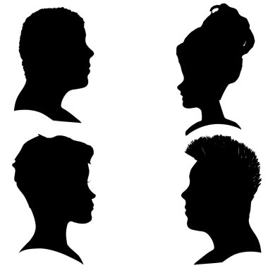 Vector silhouettes farklı yüzleri.