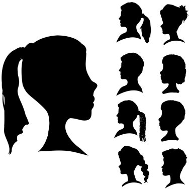 Vector silhouettes farklı yüzleri.