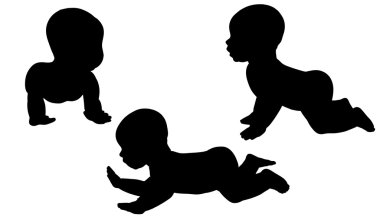 bir toddler siluet vektör.