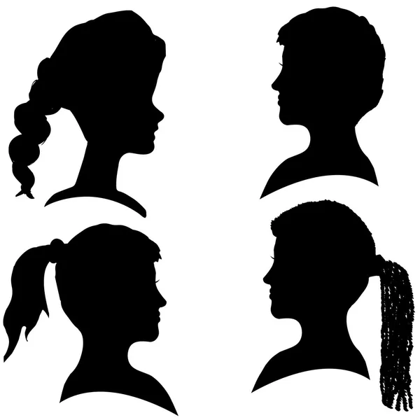 Silhouettes vectorielles de différents visages . — Image vectorielle