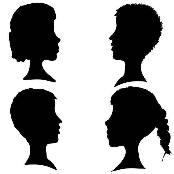 Vector silhouettes of different faces. Royalty Free Stock Illustrations