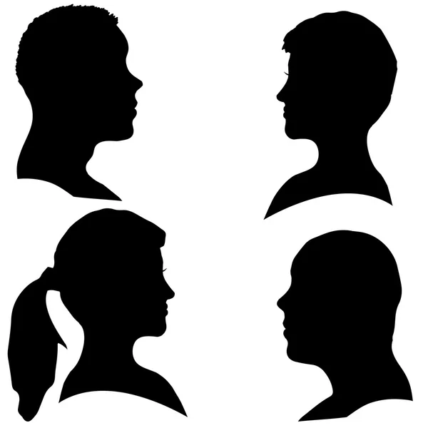 Vector silhouettes of different faces. Vector Graphics