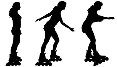 Patenler üzerinde bir kadın silueti vektör.