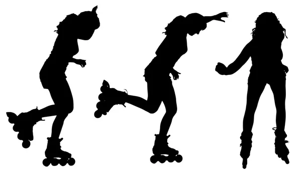 Vector silhouette of a woman on roller skates. — Stock Vector