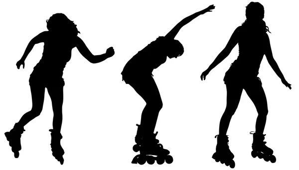Silhouette vectorielle d'une femme sur patins à roulettes . — Image vectorielle