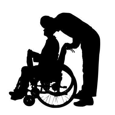 insanların tekerlekli sandalyede Vector silhouettes.