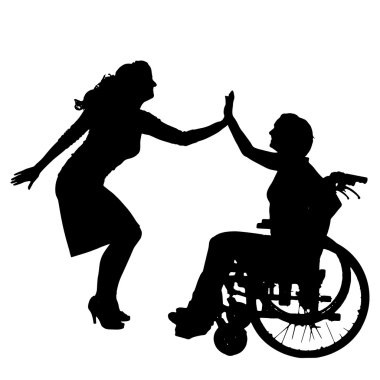 insanların tekerlekli sandalyede Vector silhouettes.