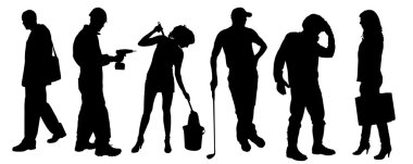 farklı insanların Vector silhouettes.