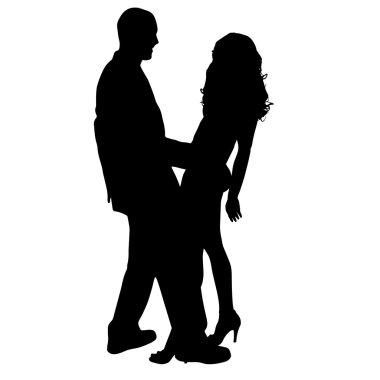 seksi bir kadın bir erkekle siluet vektör.