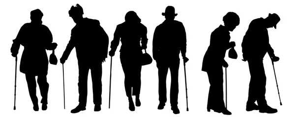 Silhouette vectorielle des personnes âgées . — Image vectorielle
