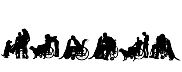 Silueta vectorial de personas con discapacidad . — Vector de stock