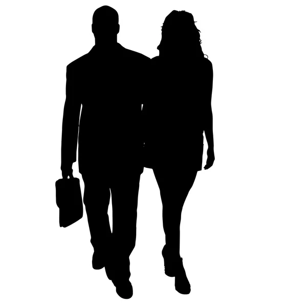 Vector silhouette of a man with a sexy woman. — Stock Vector