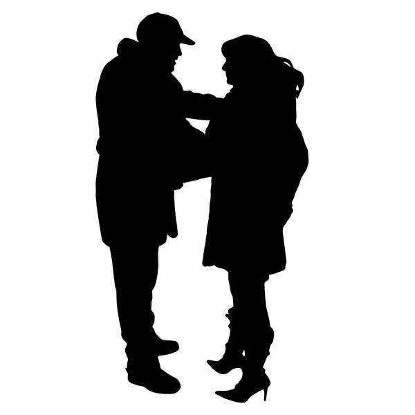 Silhouette vectorielle d'un homme avec une femme sexy . — Image vectorielle