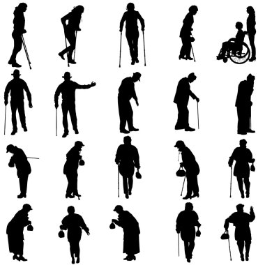 Eski insanların siluet vektör.