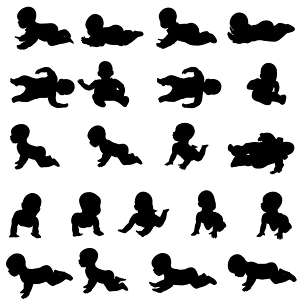 Vector silhouette of a toddler. — Stock Vector