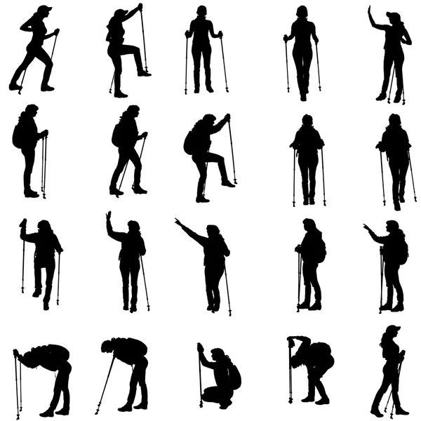Silhouettes vectorielles de personnes nues marchant . — Image vectorielle