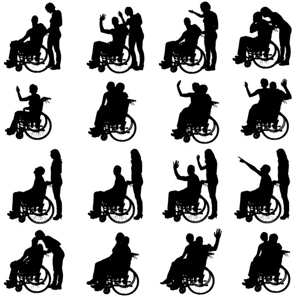 insanların tekerlekli sandalyede Vector silhouettes.