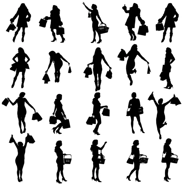 Vector silhouettes of woman. — Stock Vector