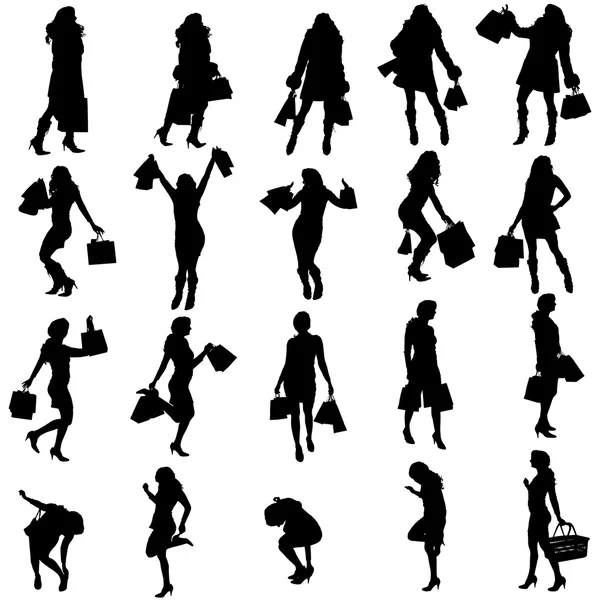 Vector silhouettes of woman. — Stock Vector