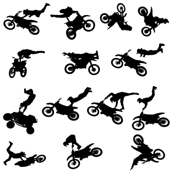 Vector silhouette of a man with a motorcycle. — Stock Vector