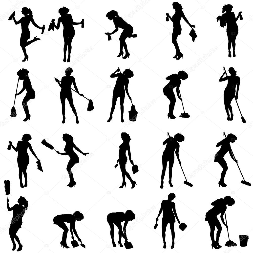 청소부 아줌마의 벡터 실루엣. — 스톡 벡터 © MAJIVECKA 45155155