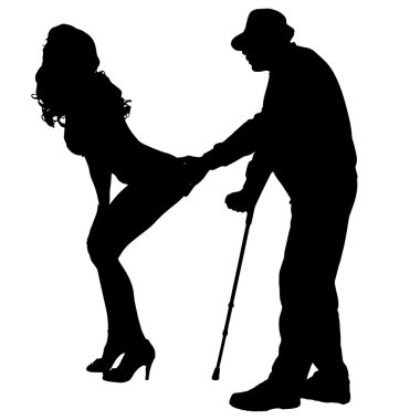 seksi bir kadın bir erkekle siluet vektör.