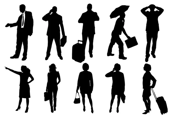 Vector silhouettes of business people. — Stock Vector