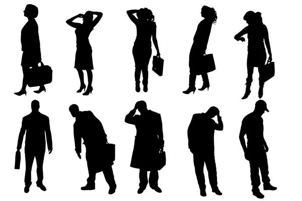 Vector silhouettes of business people. — Stock Vector