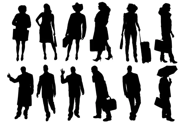 Vector silhouettes of business people. — Stock Vector