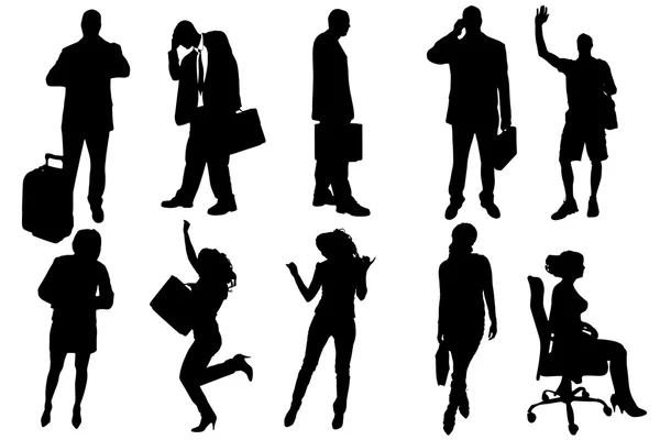 Vector silhouettes of business people. — Stock Vector