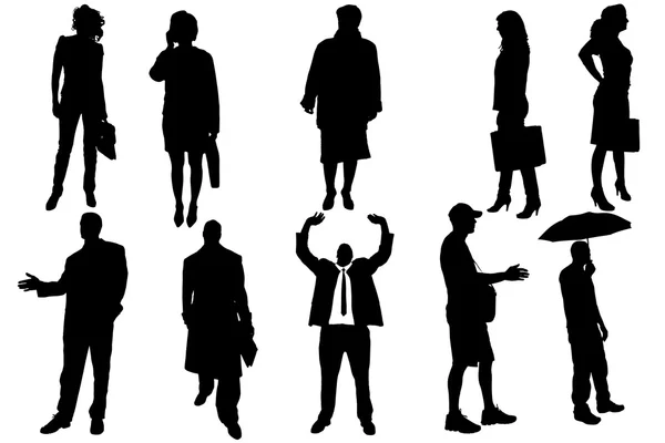 Vector silhouettes of business people. — Stock Vector