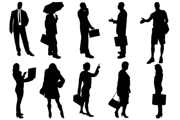 Vector silhouettes of business people. — Stock Vector