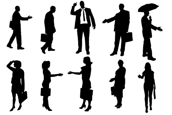 Vector silhouettes of business people. — Stock Vector