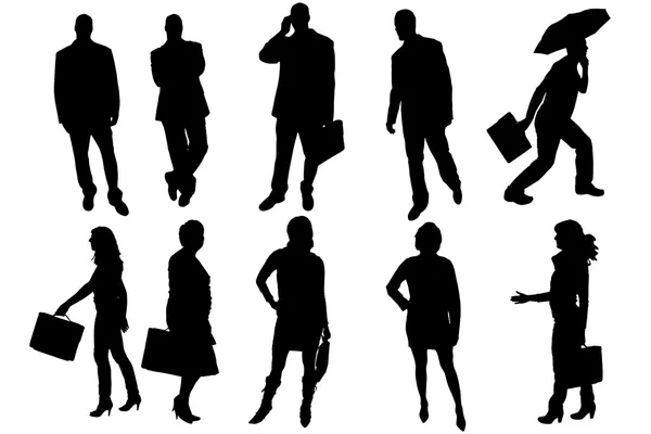 Vector silhouettes of business people. — Stock Vector