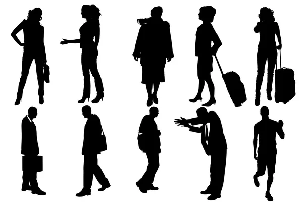 Vector silhouettes of business people. — Stock Vector