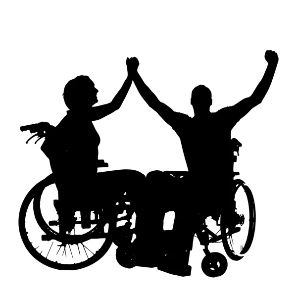 Векторні силуети людей у інвалідному візку . — стоковий вектор