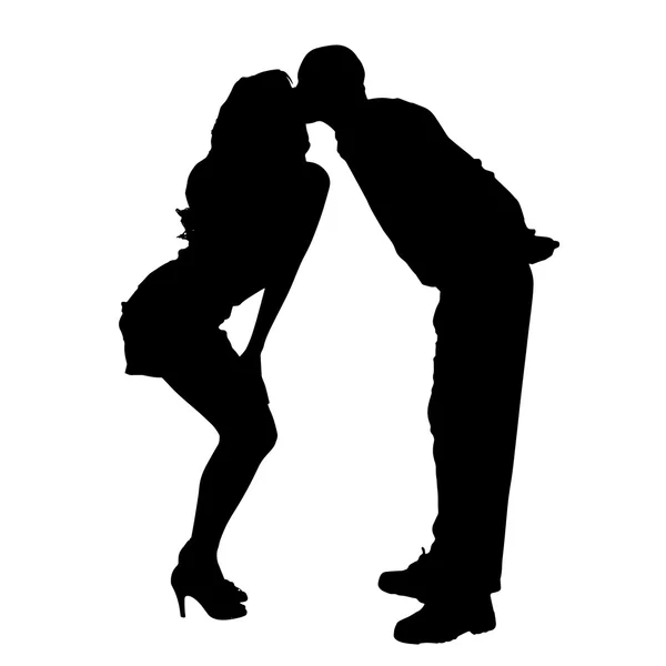 Vector silhouette of a man with a sexy woman. — Stock Vector