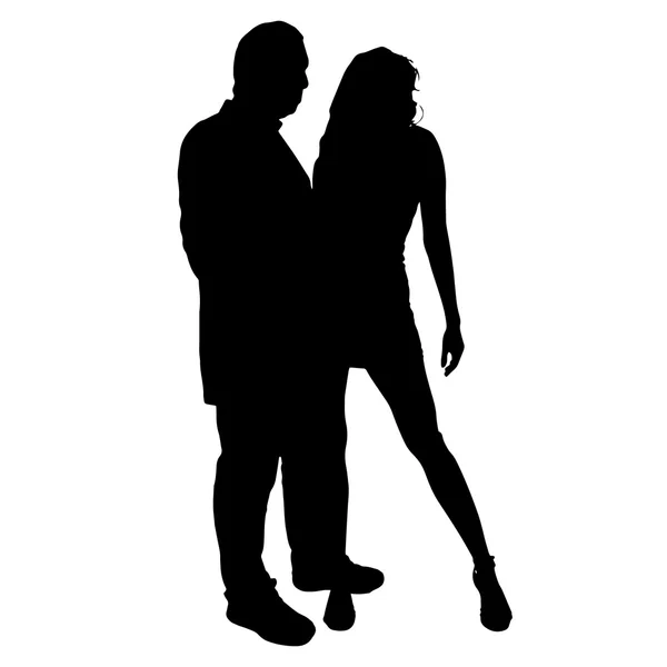 Silhouette vettoriale di un uomo con una donna sexy . — Vettoriale Stock