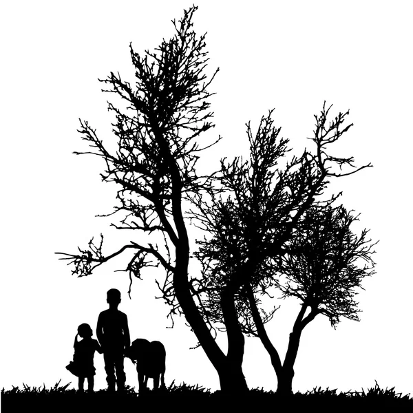 Vector silhouet van kinderen. — Stockvector