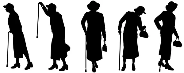 Silhouette vectorielle des personnes âgées . — Image vectorielle
