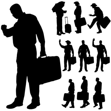 şişman bir adam siluet vektör.