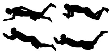 yüzerek bir insan siluet vektör.