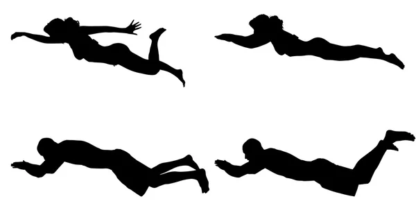 Silhouette vectorielle d'un peuple qui nage . — Image vectorielle