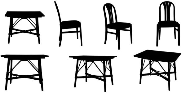 Silhouettes vectorielles de chaises et d'une table . — Image vectorielle