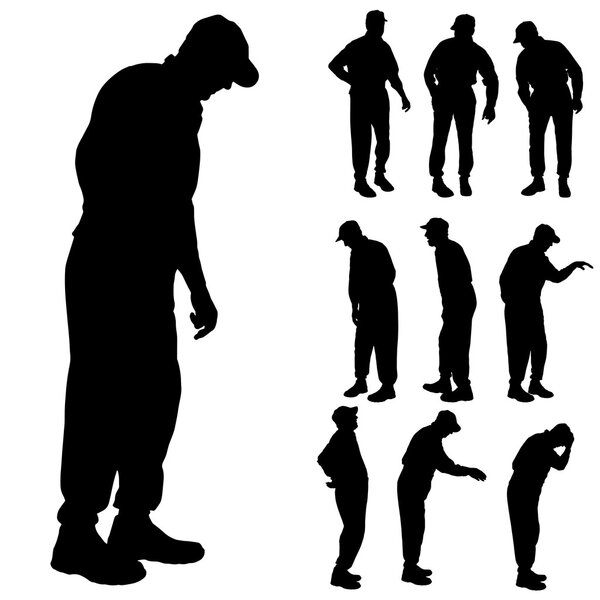 Vector silhouette of old people.