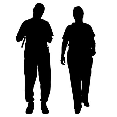 bir insan bir sırt çantası ile siluet vektör.